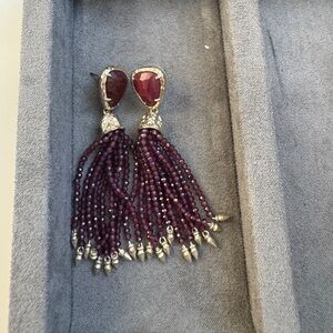 Kendra Scott Tassel Earrings Maroon and Gold